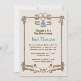Rustic Cowboy Clothesline Boy Baby Dusche Einladung