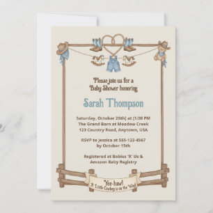Rustic Cowboy Clothesline Boy Baby Dusche Einladung