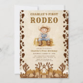 Rustic Cowboy First Rodeo 1. Geburtstag Einladung (Vorderseite)