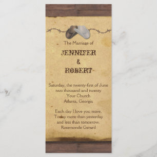 Rustic Cowboy hasst Barbed Wire Wedding Programm