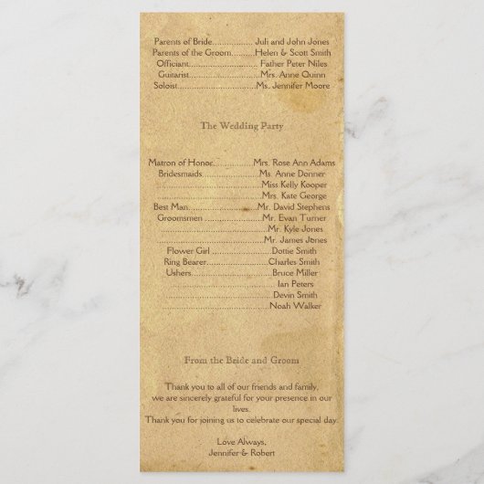 Rustic Cowboy hasst Barbed Wire Wedding Programm (Rückseite)