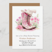 Rustic Cowboy Hat and Boots Cowgirl Babydusche Einladung (Vorne/Hinten)
