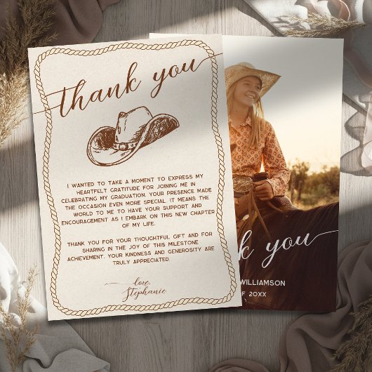  Rustic Cowboy Hat Photo Graduation Party Script Dankeskarte