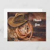 Rustic Cowboy Hat Rope Hay Foto Vielen Dank Postkarte (Vorne/Hinten)