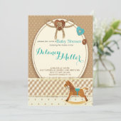Rustic Cowboy Horsey Baby Shower Boy Einladungen (Stehend Vorderseite)