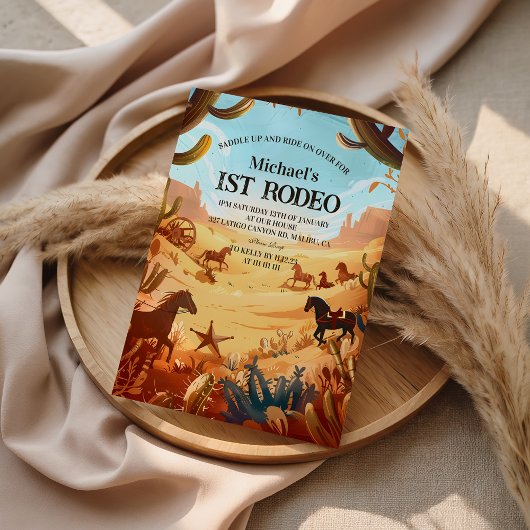 Rustic Cowboy Rodeo 1st Birthday Celebration Einladung