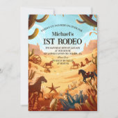 Rustic Cowboy Rodeo 1st Birthday Celebration Einladung (Vorderseite)