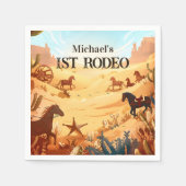 Rustic Cowboy Rodeo 1st Birthday Celebration Serviette (Vorderseite)