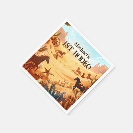 Rustic Cowboy Rodeo 1st Birthday Celebration Serviette (Ecke)