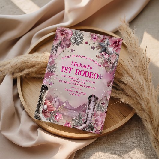 Rustic Cowboy Rodeo 1st Birthday Design Einladung