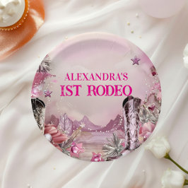 Rustic Cowboy Rodeo 1st Birthday Design Pappteller