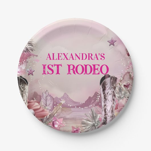 Rustic Cowboy Rodeo 1st Birthday Design Pappteller (Vorderseite)
