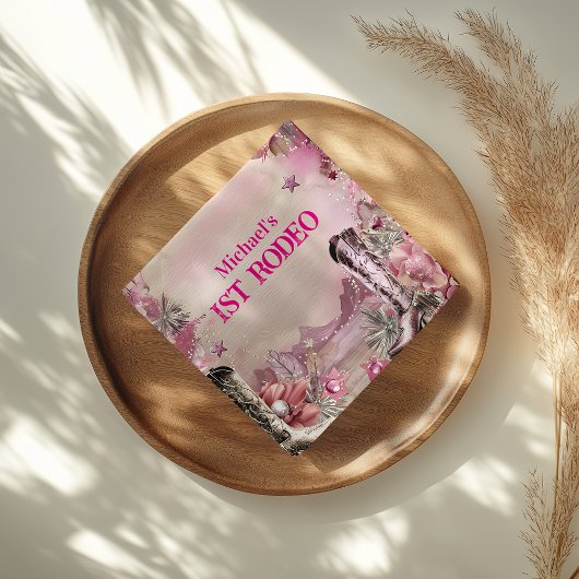 Rustic Cowboy Rodeo 1st Birthday Design Serviette