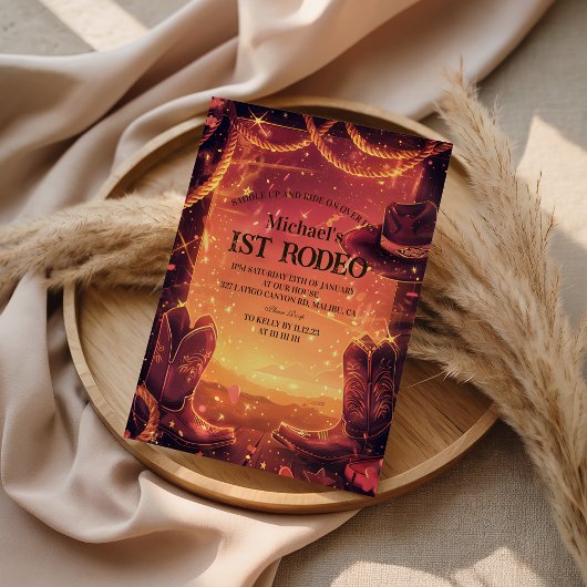 Rustic Cowboy Rodeo 1st Birthday Einladung