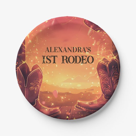 Rustic Cowboy Rodeo 1st Birthday Pappteller (Vorderseite)