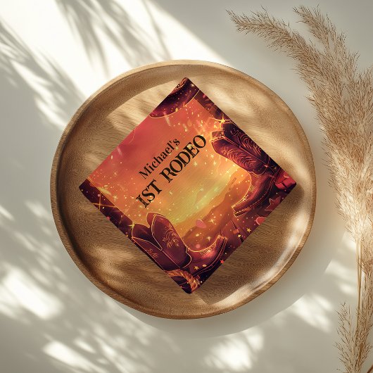 Rustic Cowboy Rodeo 1st Birthday Serviette