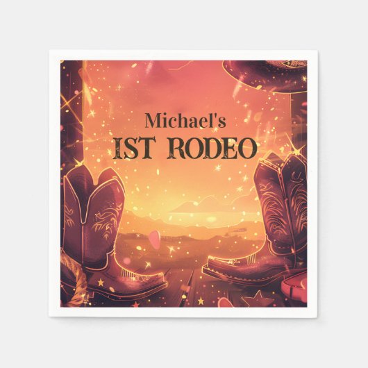 Rustic Cowboy Rodeo 1st Birthday Serviette (Vorderseite)