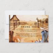 Rustic Cowboy Rodeo 1st Birthday Style Dankeskarte (Vorderseite)