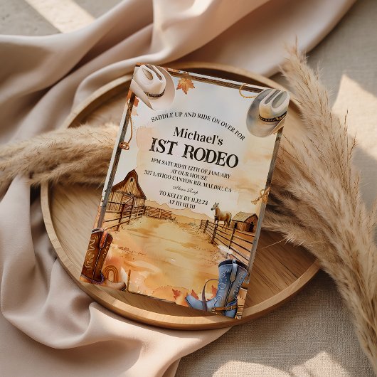 Rustic Cowboy Rodeo 1st Birthday Style Einladung