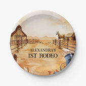Rustic Cowboy Rodeo 1st Birthday Style Pappteller (Vorderseite)