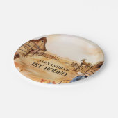 Rustic Cowboy Rodeo 1st Birthday Style Pappteller (Schrägansicht)