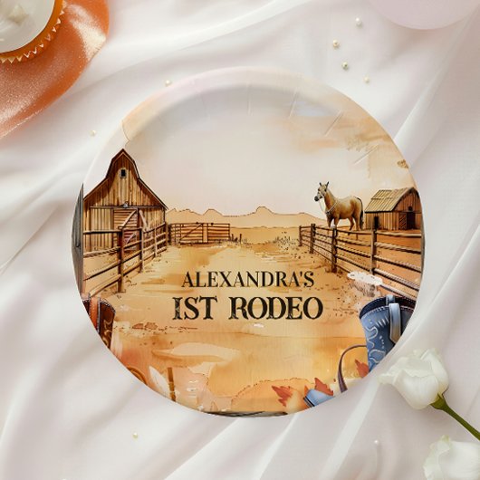Rustic Cowboy Rodeo 1st Birthday Style Pappteller