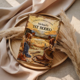 Rustic Cowboy Rodeo 1st Birthday Theme Einladung