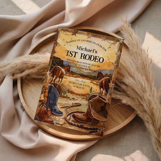 Rustic Cowboy Rodeo 1st Birthday Theme Einladung