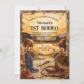 Rustic Cowboy Rodeo 1st Birthday Theme Einladung (Vorderseite)
