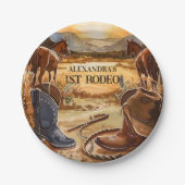 Rustic Cowboy Rodeo 1st Birthday Theme Pappteller (Vorderseite)