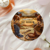 Rustic Cowboy Rodeo 1st Birthday Theme Pappteller