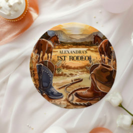 Rustic Cowboy Rodeo 1st Birthday Theme Pappteller