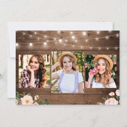 Rustic Cowgirl Boots 3 Fotos Graduation Party Einladung (Rückseite)