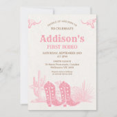 Rustic Cowgirl Boots First Rodeo 1st Birthday Einladung (Vorderseite)