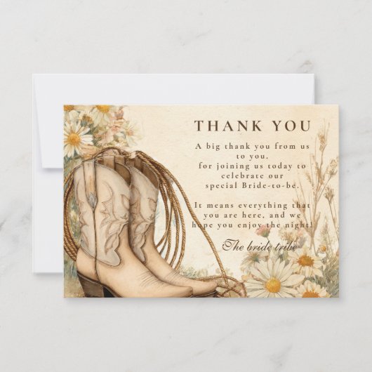 Rustic Cowgirl Daisy Bridal Shower Dankeskarte (Vorderseite)