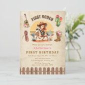 Rustic Cowgirl First Rodeo 1. Geburtstag Einladung (Stehend Vorderseite)