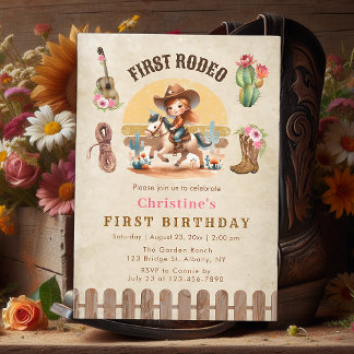 Rustic Cowgirl First Rodeo 1. Geburtstag Einladung