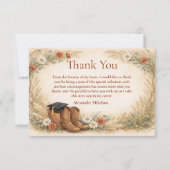 Rustic Cowgirl Graduation Party Dankeskarte (Vorderseite)