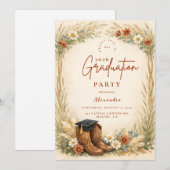 Rustic Cowgirl Graduation Party Einladung (Vorne/Hinten)