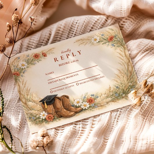 Rustic Cowgirl Graduation Party RSVP Karte