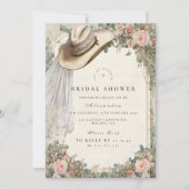 Rustic Cowgirl Hat Floral Bridal Shower Einladung (Vorderseite)