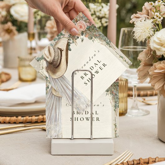 Rustic Cowgirl Hat Floral Bridal Shower Serviette