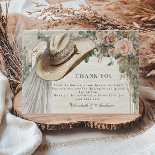 Rustic Cowgirl Hat Lace Wedding Dankeskarte