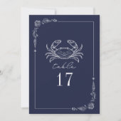 Rustic Crab Dark Blue Wedding Tischnummer (Vorderseite)