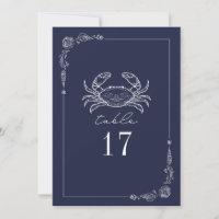 Rustic Crab Dark Blue Wedding Tischnummer