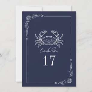 Rustic Crab Dark Blue Wedding Tischnummer