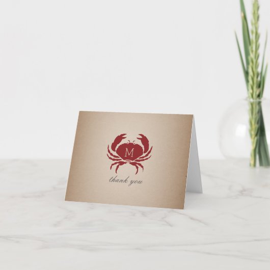 Rustic Crab Monogram Cardstock Inspiriert Vielen D Dankeskarte (Vorderseite)