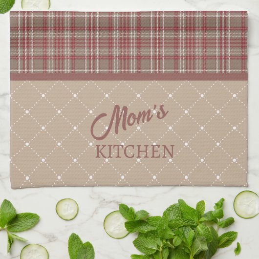 Rustic Cranberry, Dark Tan & White Plaid Geschirrtuch (Gefaltet)