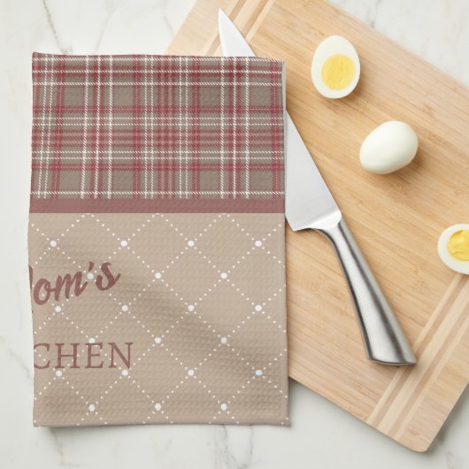 Rustic Cranberry, Dark Tan & White Plaid Geschirrtuch (Viertel Falte)