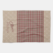 Rustic Cranberry, Dark Tan & White Plaid Geschirrtuch (Horizontal)